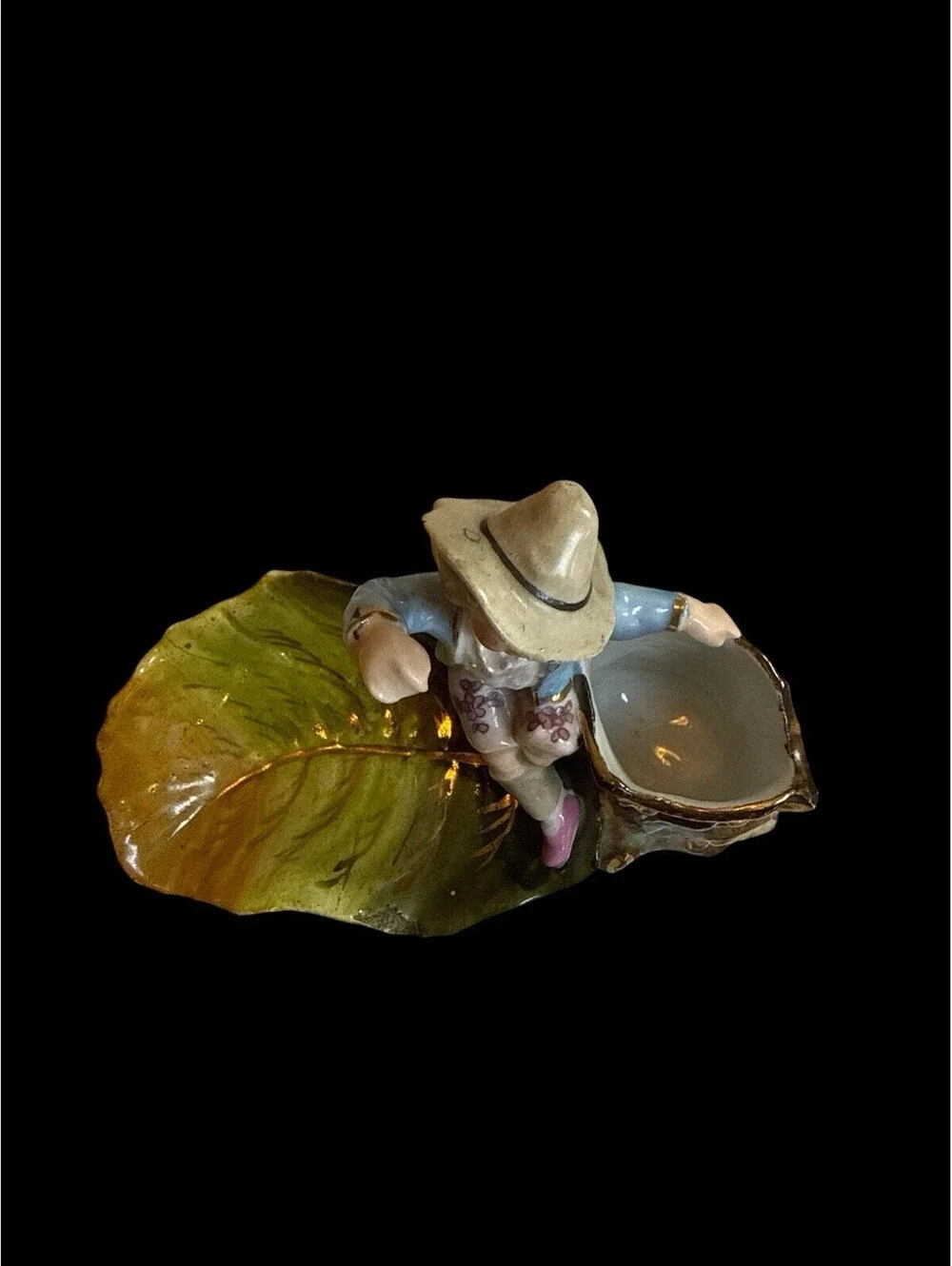 Colonial Boy Stump Leaf Match Toothpick Holder Ceramic 1236 5